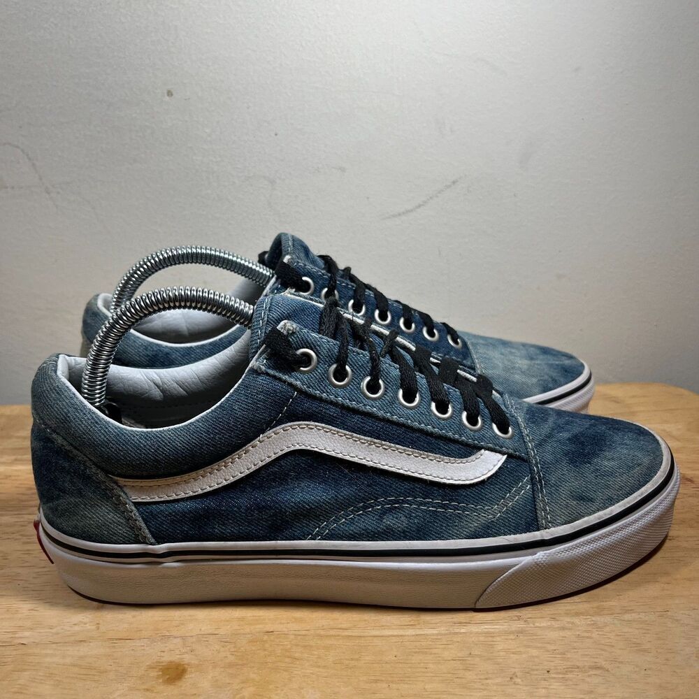 Vans Old Skool Denim Womens Size 9.5 Shoes Blue Athletic Casual Skate Sneakers‎